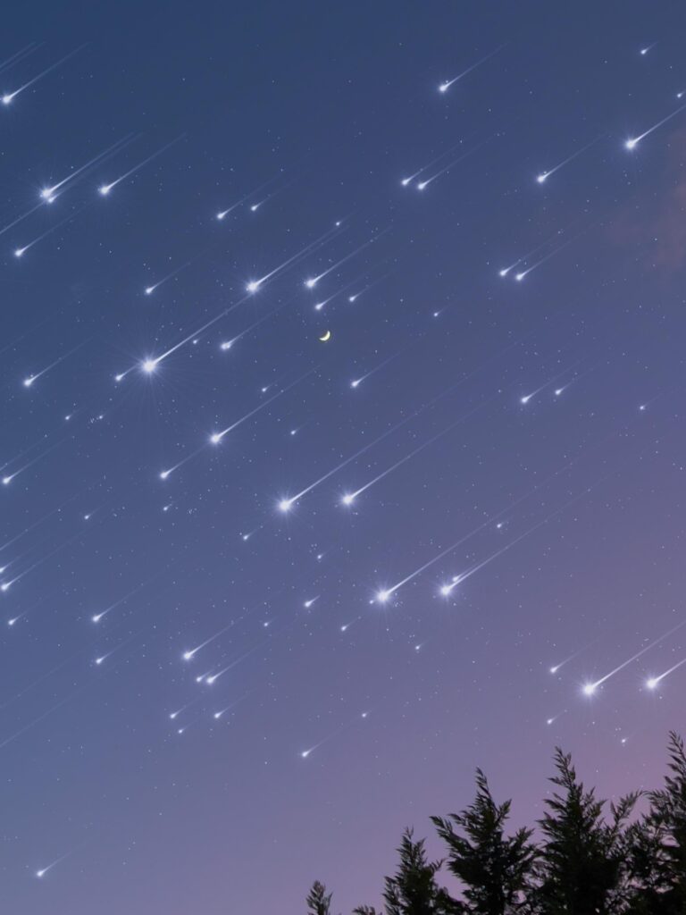 Vue d'un ciel étoilé avec pluie de météorites - Agrandir l'image, fenêtre modale